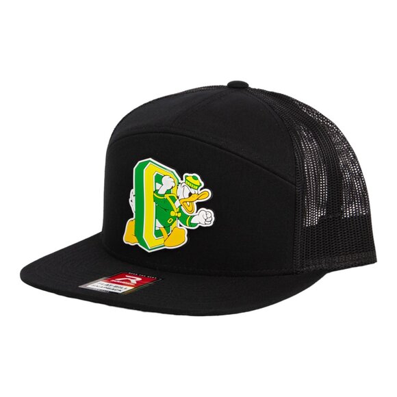 Oregon Ducks Retro 3D Snapback Seven-Panel Flat Bill Trucker Hat- Black - Picture 1 of 3